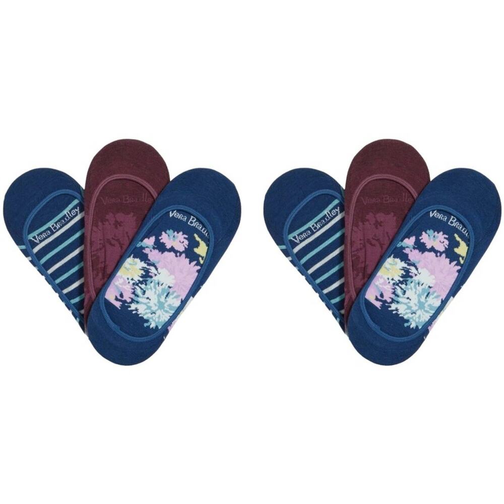 Lot 2 Vera Bradley Low-Cut Sock Liners 3 Pk (Total 6 pairs)